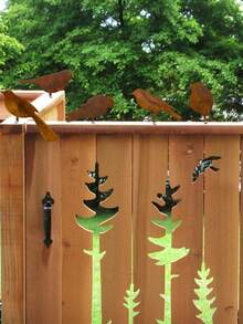 [Rustikale Oberfläche] [Erntedankfest] [Halloween] 5 Stücke dekorative Metallvogel-förmige Silhouetten-Skulptur, rostig, batteriefrei, geeignet für Hochzeitsdekoration, Außengärten, Innenhöfe, Zäune, Halloween - Verschiedenfarbig - Übersicht 6