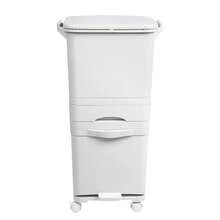 SP Berner 42公升（24公升 + 4公升 + 14公升）三格選擇性分類回收箱，附踏板、輪子和把手。白色