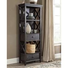 Tyler Creek Farmhouse 75"" Display Cabinet Or Bookcase With Drawers, Almost Black - Multicolor - View 3