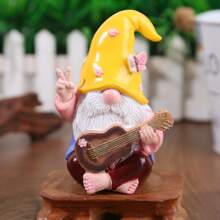 1 pièce Statue de résine de nain enchanteresse jouant de la guitare - parfait pour le jardin, la terrasse et la décoration de la maison, ainsi que la décoration de la pièce