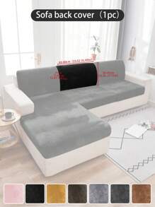 1pc Solid Color Silver Fox Velvet Stretch Sofa Seat Cushion Cover, Dust-Proof Decorative Protective Cover, Suitable For Hotel, Bedroom, Dark Gray, Black, Champagne