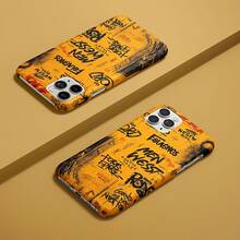 Funda para teléfono (1 unidad) YellowStreet Graffiti, acabado mate premium, compatible con phone 16 Pro/15/14/13/12/11 - Naranja - Ver 4
