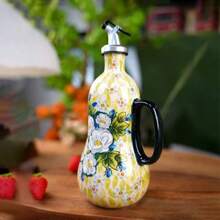 Ceramic Oil Pot Household Anti Hanging And Leak Proof Vegetable Oil Bottle Kitchen Heat-Resistant Peanut Oil Soy Sauce Olive Oil Bottle Vinegar Pot