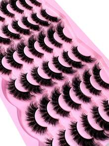 LYBCG New 21Pairs 3D Mink Lashes Soft Comfortable False Eyelashes Cat Eye Fluffy Faux Mink Lashes Wispy Lashes Dramatic Long Thick Volume Mink False Eyelashes Makeup For Daily Date Party Cosplay - 濃密款 - 查看 3