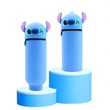 Disney 1 pièce Nouvelle étui à crayons en silicone Stitch, porte-crayon pliable mignon de bande dessinée, sac de rangement de papeterie pour étudiant, cadeau pour enfants, meilleure papeterie scolaire et cadeaux scolaires. (La photo est trop explosive et la couleur du produit est légèrement déviée, ne la prenez pas si cela vous dérange), pour les fournitures scolaires, la rentrée des classes