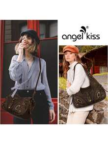 Angelkiss 女士单肩包和手提包，大号日常单肩包，旅行必备，情人节礼物，房间装饰，钱包必备，女士化妆包，钱包必备单品，邮轮必备，设计师手提包，基础款，梳妆必备，房间，可爱化妆包 - 白色 - 查看 9