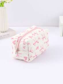 1pc Bow Pencil Case, Creative Floral And Bow Pattern Design, Beautiful Pencil Case - Suitable For Study Stationery Storage And Desktop Organization Decoration, Daily Portable Storage Bag, Beautiful Gift For Friends,Back To School,School Supplies,Pencil Pouch,School Bag - Multicolor - View 24