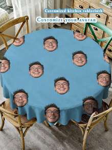 1块定制圆形桌布 - 可印您的肖像，可水洗防污涤纶面料，适合圣诞节、万圣节、情人节、新年、复活节、感恩节、父亲节、母亲节等节日的装饰和礼物。为您的节日增添一抹特别的色彩，是送给女朋友、男朋友、妻子或丈夫的完美礼物。