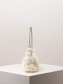 Túi đeo vai họa tiết hoa hồng thanh lịch, Túi hoa, Túi dự tiệc cưới, Túi dự tiệc, Phụ kiện dự tiệc, Túi xách nữ phong cách cao cấp, Đồ cưới, Túi xách nữ thanh lịch (Họa tiết có thể thay đổi) - Màu be - Xem 5