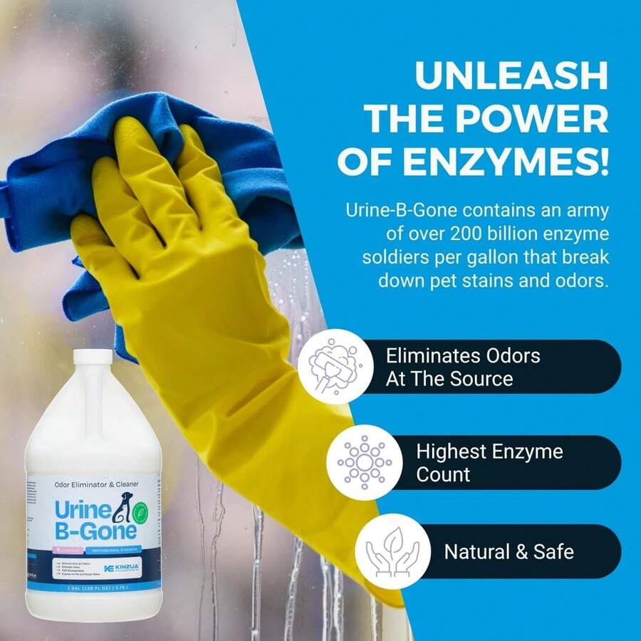 Urine B-Gone, Professional Enzyme Odor Eliminator & Pet Stain Remover, Human, Cat & Dog Urine Cleaner, Effective On Laundry, Carpets & More, Lavender Scent, 1 Gallon,6481963 - 薄荷藍 - 查看 1