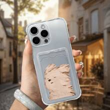 Funda transparente con ranura para tarjeta, compatible con phone 16, 15, 14, 13, 12 y 11 - Blanco - Ver 2