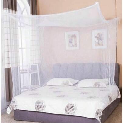 شبكة بيضاء للبعوض كبيرة الحجم | شبكة بيضاء للبعوض للغرفة الداخلية، قماش بوليستر محبوك، غطاء خيمة، مع حقيبة تخزين، مناسبة للتخييم في الهواء الطلق والاستخدام الداخلي، لا يتطلب تركيب