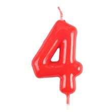 1 peça 6cm 0-9 número vela de aniversário vermelho número vela aniversário, para decoração de festa de aniversário bolo de aniversário, - Vermelho - Ver 6