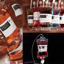2/5/8 piezas Bolsas para bebidas, bolsas de sangre Halloween tipo bolsa de suero, adecuado para decoración de casa embrujada, suministros para fiesta de Halloween (350ml/12oz)