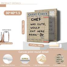 1pc Unframed Guest Check Fa Wall Art, Chef Is Lovely Would Eat Here Again, This Must Be The Place, Guest Check, Red Chef Art Prints, Posters Guest Check, Canvas Wall Decor For Living Room, Bedroom Posters,Wall Art,Room Decoration Stuff,Modern,Quotes(Optional Frame)