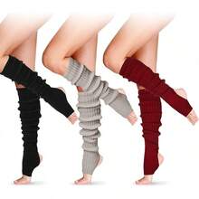 Long Leg Warmers Women 24 Inch Over Knee Knit Ribbed Leg Warmer Stirrup Yoga 80s Party Dance Ballet Supply - Gray - View 1