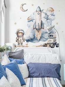 Wall Decals -[Astronaut Rocket Planet, Learning For Children] PVC Self-Adhesive Removable Wall Stickers For Nursery, Kids' Room, Playroom, Or Classroom – Cute & Creative Wall Decor For Any Space - Multicolor - View 4