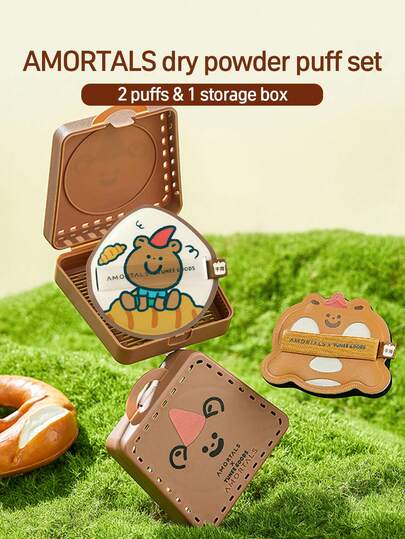 Amortals 2pcs Bread-Shaped Makeup Sponges + 1pc Bear-Shaped Storage Box, Cute Teddy Bear Makeup Sponge, Suitable For Powder, Liquid Foundation, Fashionable For Young Girls, Y2K, Campus, Commute, Cosplay, Holiday, Birthday, Gift For Daughter, Bride, Bridesmaid, Girlfriend, Travel,Makeup,Cheap,Room Decor,Vanity,Travel,Bedroom,Makeup Accessories,Puff,Makeup Blender,Powder Puff,Makeup Sponge,Cheap,Stocking Stuffers,Makeup,Makeup Tools,Cheap Stuff,Gifts,Gifts For Women,Christmas Gifts,Giveaways,Travel,Cheap Stuff,Travel Essential