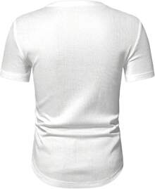 Mens Muscle Slim T Shirt V-Neck Longline Henley Shirt Gym Workout Athletic Tee Shirts