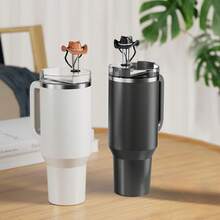 Silicone Cowboy Hat Straw Toppers, 6 Pcs, Detachable Decoration, Compatible With Stanley Cup 30oz/40oz & Other 10mm Straw Tumblers