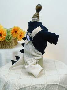 1 pieza Ropa para mascotas, Disfraz para perro/gato, Ropa cómoda y con estilo para perros/gatos pequeños, Peto casual y lindo con diseño de dinosaurio