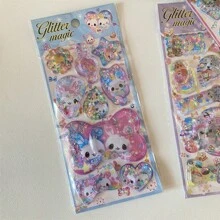 Y2K Retro Bear Bunny Sequin 3D Shake Sticker Phone Case Decoration Stickers