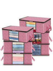 3pcs Home Organizer Storage Bags, Foldable Household Storage Containers For Clothes, Bedding, Sweaters, Home & Closet Organization