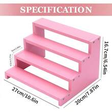 Wooden Perfume Stand For Women 4 Tier Pink Perfume Organizer Stand Perfume Display Shelf & Holder For Women's Dresser & Vanity Desktop Rack For Fragrance Figures Dessert Cupcakes Decoration - 粉色 - 查看 2