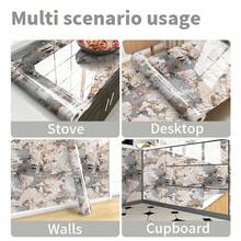 1 卷大理石外观自粘墙纸 - 防水、防油、可移除接触纸、简约北欧风格厨房台面防油贴纸，适用于厨房台面、橱柜、浴室墙壁、客厅装饰 - 大理石风格，自粘，易于协调 - 彩色 - 查看 6