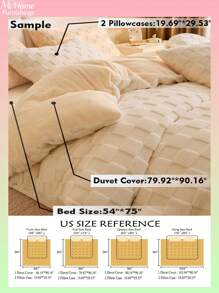 3 pièces Ensemble de literie blanc crème pour enfants/étudiants, incluant une housse de couette en velours cristallin et une taie d'oreiller, convient pour la chambre, lavable en machine