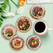 1 Set / 4 Piezas / 6 Piezas: Posavasos de barro de diatomitas con patrón de tulipanes y frutas, posavasos de café con flores, decoraciones para ocasiones múltiples para el hogar y restaurantes, regalos diarios, decoraciones de mesa, decoraciones diarias, decoraciones para fiestas temáticas