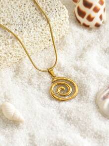 1 Peça Colar Elegante e Luxuoso com Pingentes em Forma de Tartaruga do Mar, Estrela-do-Mar e Concha, Banhado a Ouro 18K, Aço Inoxidável, À Prova D'água, Elegante e Versátil, Adequado para Mulheres