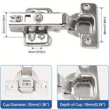 2 个液压橱柜铰链、缓冲橱柜铰链、橱柜铰链、可调节橱柜门铰链、易于安装 - 銀色 - 查看 7