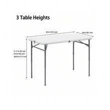 40"L X 20"W Plastic Adjustable Height Fold-In-Half Folding Table, Rich Black - Black - View 6