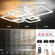 Modern Square LED Ceiling Light – 6-Panel Flush Mount With Remote, Dimmable Lighting For Home - HY-PL0103-6H-WT - Xem 5
