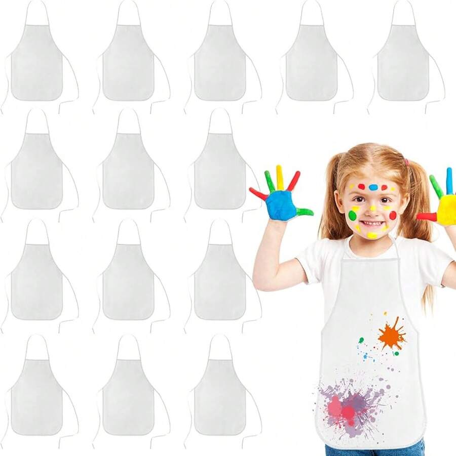 16/24/30/36/40Pcs Apron Painting Aprons For, Paint Apron Art Smock For Classroom Painting Party Supplies Halloween - trắng - Xem 1