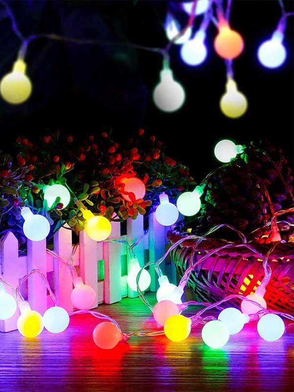 1/3 piezas - Luces de cadena LED coloridas con decoración de globo blanco - Alimentadas por batería, impermeables, para jardín al aire libre, Navidad, carpa de camping y decoración de fiestas