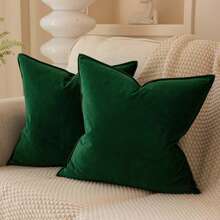 2pcs Solid Color Flange Decor Dutch Velvet Cushion Cover (Pillow Core Not Included), Multiple Colors Available