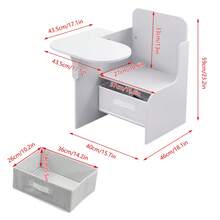 2 In 1 Wooden Children Table With Chair, Small Kids Table And Chair Set With Storage Box, Suitable For Kids Children Toddlers Boys Girls, White - White - View 4