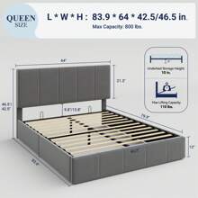 Allewie Full/Queen/King Size Velvet Lift Up Storage Bed Frame, Vertical Channel Tufted Headboard, Hydrualic Underneath Storage, Upholstered Platform Bed, Wooden Slats Support, No Box Spring Needed, Black|White