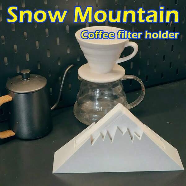 Soporte para filtros de café de impresión 3D para filtros V60-01, estante de almacenamiento de filtros de café vertidos a mano con forma de montaña nevada, accesorios de filtros de café vertidos a mano, estante de almacenamiento