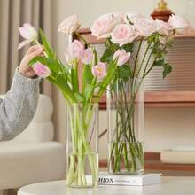 1 Bình hoa trong suốt, Bình Acrylic tối giản hiện đại đựng hoa tươi và cây, Bình hoa để sàn không vỡ, Trang trí bàn trong nhà, Bình đựng cây thủy sinh - Trong sáng - Xem 2