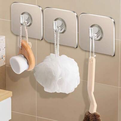 30pcs No Punch No Nail Strong Adhesive Transparent Seamless Horn Hooks For Bathroom And Kitchen - Waterproof, Rustproof Wall Hanging Racks, Heavy Duty Storage Organizer Hooks, Multipurpose And Durable For Cabinets, Desks, Shelves, Closets, Laundry Rooms, Entryways, And Tiny Spaces, Easy-Grip Replacement Solution For Instant Organization In Modern Homes