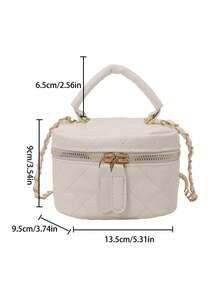 Bolso de cadena mini ligero, bolso acolchado, bolso cubo, adecuado para niñas, estudiantes universitarias y trabajadoras de oficina - Blanco - Ver 4