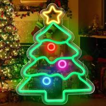 USB-betriebenes LED Weihnachtsbaum Neon Schild - perfekt für Schlafzimmer, Hausparty & Gartendekoration - ideales Weihnachtsgeschenk