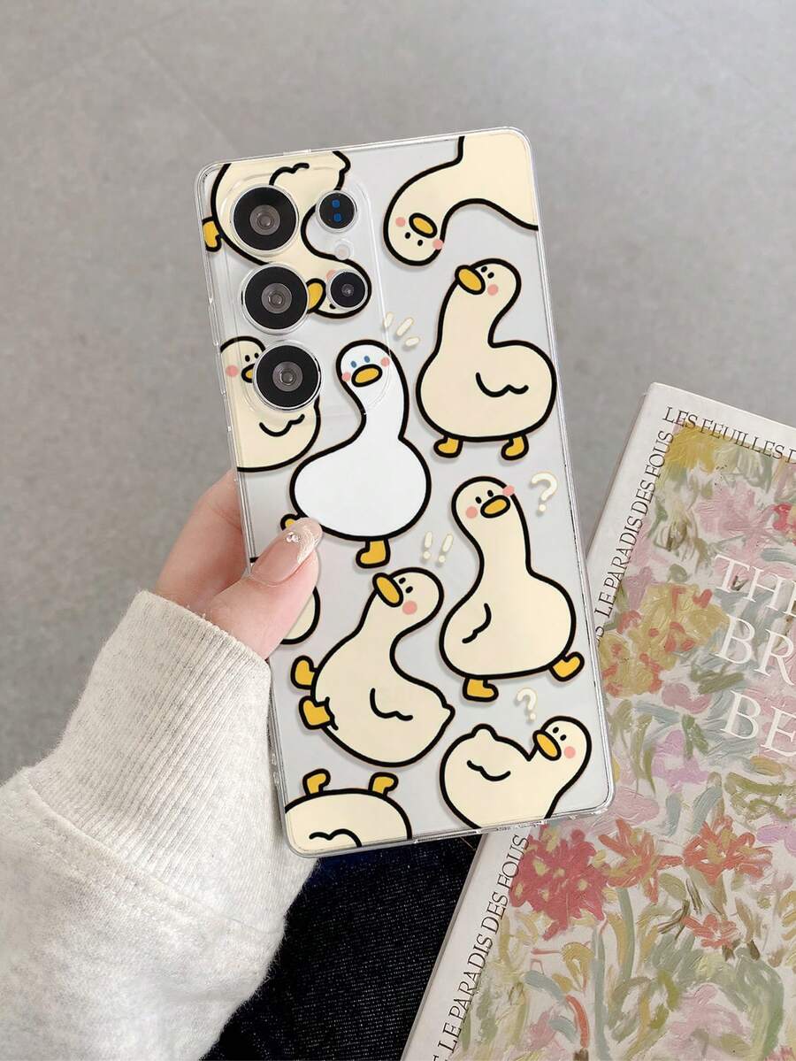 1个可爱卡通鸭子透明TPU防震手机壳，适合作为节日礼物送给伴侣和朋友，兼容三星、Pixel、Infinix、Redmi系列手机，防水防摔防刮，国际版，非国内版 - 彩色 - 查看 1