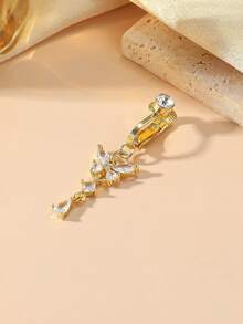 1 件银色无穿孔蝴蝶假肚脐穿孔夹假穿孔适合女性日常佩戴