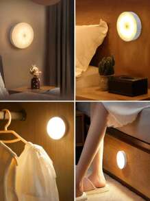 1个/3个可调光LED触摸夜灯 - 柔和暖白光和日光亮度可调，适用于卧室、走廊、卫生间、客厅、衣柜、橱柜等场所的装饰照明。设计紧凑，易于安装。USB充电便携式橱柜灯/壁灯。