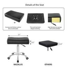 Taburete giratorio con ruedas, ajustable en altura, resistente, para oficina, hogar, escritorio, mostrador, salón (Negro) (Negro, sin) - Multicolor - Ver 4