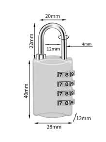 4-Digit Combination Lock, Keyless, Waterproof. Suitable For Helmet Lock, Locker, Various Boxes, Travel Gear